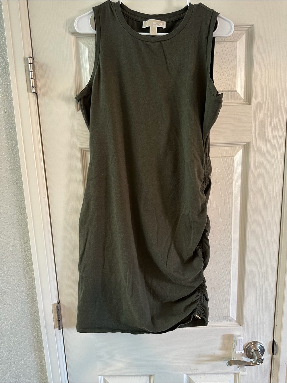 Michael Kors Olive Green Sleeveless Tank Dress with Side Ruching